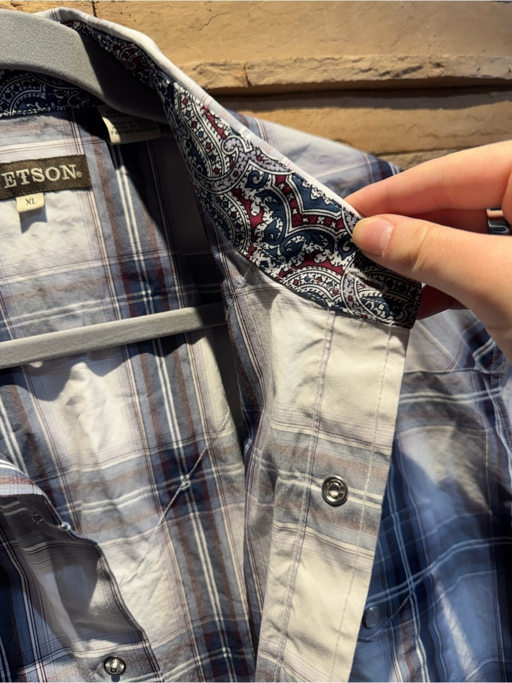 Stetson Men's PLAID SHORT SLEEVE SHIRT Size XL - Picture 5 of 6